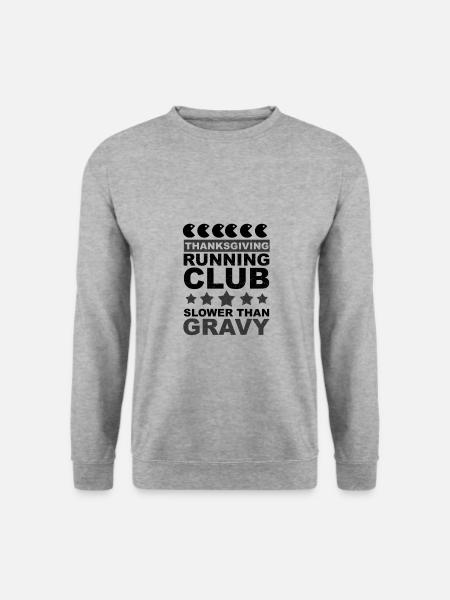 Thanksgiving Running Club langsamer als Soße - Unisex Pullover - Weißgrau meliert