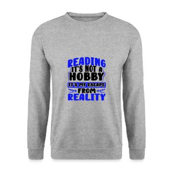 Buch Lover Geschenke Lesen Nicht Hobby Flucht von - Unisex Pullover - Weißgrau meliert - Vorne - Alina (178cm) & Michal (187cm)