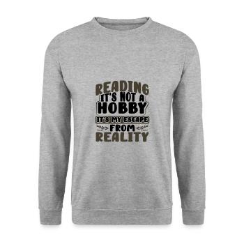 Buch Lover Geschenke Lesen Nicht Hobby Flucht von - Unisex Pullover - Weißgrau meliert - Vorne - Alina (178cm) & Michal (187cm)