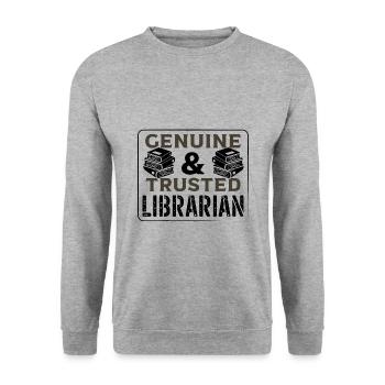 Idée cadeau de bibliothécaire Bibliothécaire authentique et de confiance - Sweat-shirt Unisexe - gris chiné - Devant - Alina (178cm) & Michal (187cm)