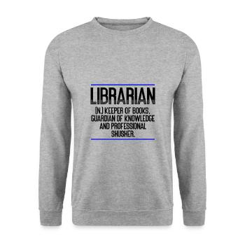 Bibliothécaire Cadeaux Gardien des Livres Gardien de - Sweat-shirt Unisexe - gris chiné - Devant - Alina (178cm) & Michal (187cm)