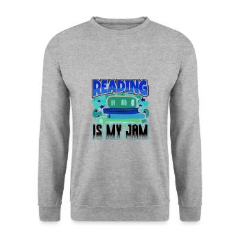 Reading is My Jam Fun Book Lover Gift Ideas - Unisex Sweatshirt - salt & pepper - Front - Alina (178cm) & Michal (187cm)