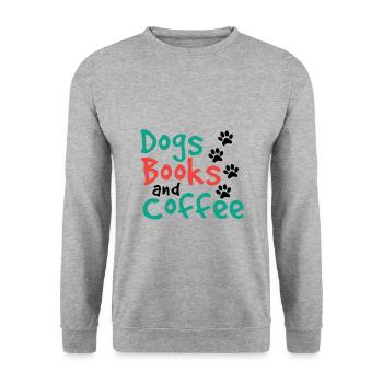 Dogs Books and Coffee Fun Dog Lover Gifts - Unisex Sweatshirt - salt & pepper - Front - Alina (178cm) & Michal (187cm)