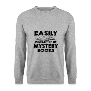 Mystery Book Lover Geschenke leicht abgelenkt von - Unisex Pullover - Weißgrau meliert - Vorne - Alina (178cm) & Michal (187cm)