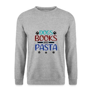 Hundeliebhaber Geschenk Hunde Bücher und Pasta Esser Geschenke - Unisex Pullover - Weißgrau meliert - Vorne - Alina (178cm) & Michal (187cm)