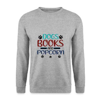 Dogs Books and Popcorn Fun Dog Lover Gifts - Unisex Sweatshirt - salt & pepper - Front - Alina (178cm) & Michal (187cm)