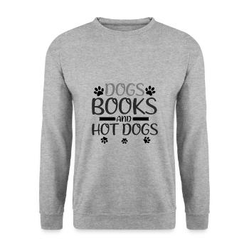 Dog Lover Gift Dogs Livres et Hot Dogs Reader - Sweat-shirt Unisexe - gris chiné - Devant - Alina (178cm) & Michal (187cm)