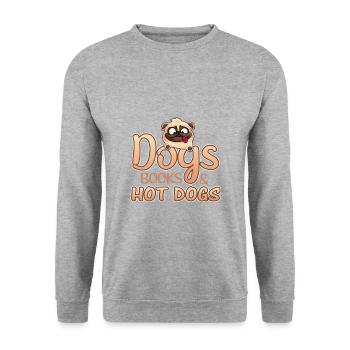 Dog Lover Gift Dogs Livres et Hot-Dogs - Sweat-shirt Unisexe - gris chiné - Devant - Alina (178cm) & Michal (187cm)