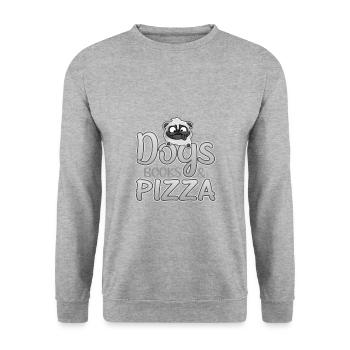 Dog Lover Gifts Dogs Books and Pizza - Unisex Sweatshirt - salt & pepper - Front - Alina (178cm) & Michal (187cm)