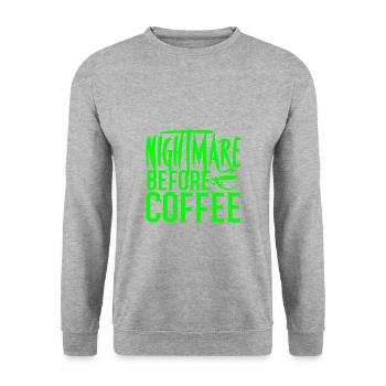 Coffee Addict Gift Nightmare avant l’amateur de café - Sweat-shirt Unisexe - gris chiné - Devant - Alina (178cm) & Michal (187cm)