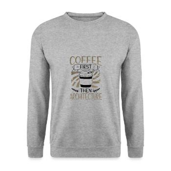 Architekt schenkt erst Kaffee und dann Architektur - Unisex Pullover - Weißgrau meliert - Vorne - Alina (178cm) & Michal (187cm)