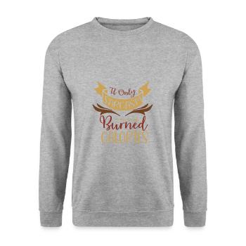 Sarkastisches Geschenk, wenn nur Sarkasmus Kalorien verbrennt - Unisex Pullover - Weißgrau meliert - Vorne - Alina (178cm) & Michal (187cm)