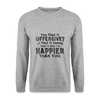 Sarcastique tu trouves ça offensant je trouve ça drôle - Sweat-shirt Unisexe - gris chiné - Devant - Alina (178cm) & Michal (187cm)