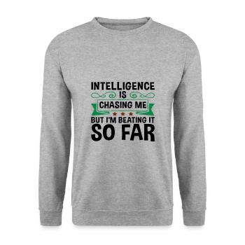 Sarcastic Intelligence Chasing Me Beating It So - Unisex Sweatshirt - salt & pepper - Front - Alina (178cm) & Michal (187cm)