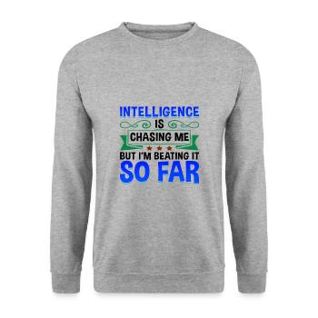 Sarcastic Intelligence Chasing Me Beating It So - Unisex Sweatshirt - salt & pepper - Front - Alina (178cm) & Michal (187cm)