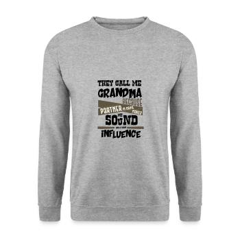 Grandma Gifts Partner in Crime Bad Influence - Unisex Sweatshirt - salt & pepper - Front - Alina (178cm) & Michal (187cm)