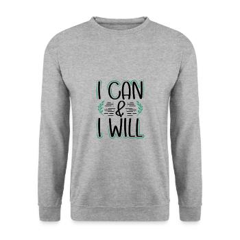 Feminism Gifts I Can And I Will Gift for a Girl - Unisex Sweatshirt - salt & pepper - Front - Alina (178cm) & Michal (187cm)