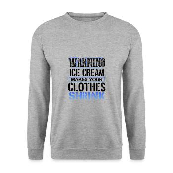 Eiscreme-Liebhaber Geschenke Warnung Eiscreme macht - Unisex Pullover - Weißgrau meliert - Vorne - Alina (178cm) & Michal (187cm)