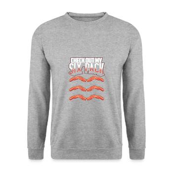Fitness Humor Check Out My Six Pack Bacon Lover - Unisex Sweatshirt - salt & pepper - Front - Alina (178cm) & Michal (187cm)