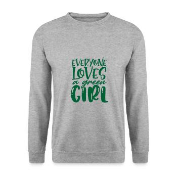 Cadeau écologiste Tout le monde aime une fille verte - Sweat-shirt Unisexe - gris chiné - Devant - Alina (178cm) & Michal (187cm)