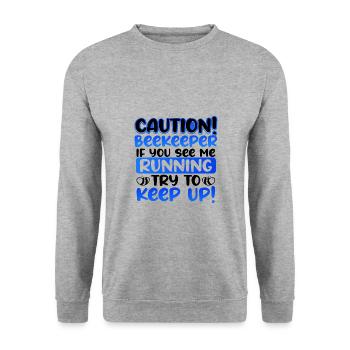 Apiculture Humour Attention Apiculteur Si Running - Sweat-shirt Unisexe - gris chiné - Devant - Alina (178cm) & Michal (187cm)