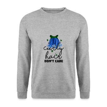 Curly Hair Don't Care Curly Haired Girl Gifts - Unisex Sweatshirt - salt & pepper - Front - Alina (178cm) & Michal (187cm)