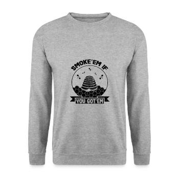 Beekeeper Gift Smoke 'em If You Got 'Em Behive - Unisex Sweatshirt - salt & pepper - Front - Alina (178cm) & Michal (187cm)