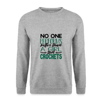Girl Crocheter Gifts No One Performs Better than - Unisex Sweatshirt - salt & pepper - Front - Alina (178cm) & Michal (187cm)