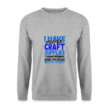 Crafter hat mehr Bastelbedarf als Freunde ok - Unisex Pullover - Weißgrau meliert - Vorne - Alina (178cm) & Michal (187cm)