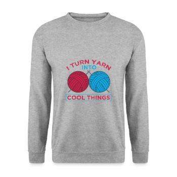 Knitter Gift Turn Yarn Into Cool Things Knitting - Unisex Sweatshirt - salt & pepper - Front - Alina (178cm) & Michal (187cm)