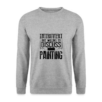 Maler Geschenke introvertiert bereit zu diskutieren - Unisex Pullover - Weißgrau meliert - Vorne - Alina (178cm) & Michal (187cm)