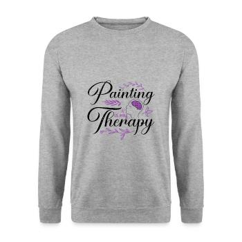 Maler Geschenk Malerei ist meine Therapie Geschenke für eine - Unisex Pullover - Weißgrau meliert - Vorne - Alina (178cm) & Michal (187cm)