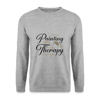 Maler Geschenke Malen ist mein Therapiegeschenk für einen - Unisex Pullover - Weißgrau meliert - Vorne - Alina (178cm) & Michal (187cm)
