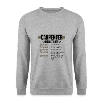 Drôle de charpentier Cadeaux Charpentier Tarif horaire - Sweat-shirt Unisexe - gris chiné - Devant - Alina (178cm) & Michal (187cm)