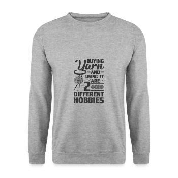 Stricken Humor Garn kaufen und verwenden 2 - Unisex Pullover - Weißgrau meliert - Vorne - Alina (178cm) & Michal (187cm)