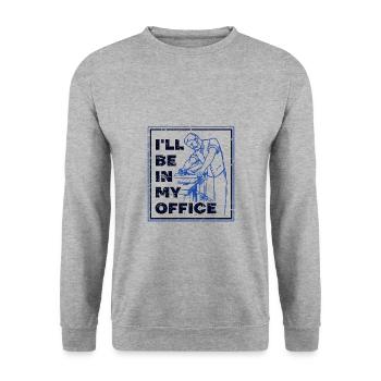 Cadeau de menuisier Je serai dans mon bureau Charpentier - Sweat-shirt Unisexe - gris chiné - Devant - Alina (178cm) & Michal (187cm)