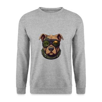 Patriotic Pitbull Dog Lover Military Appreciation - Sweat-shirt Unisexe - gris chiné - Devant - Alina (178cm) & Michal (187cm)