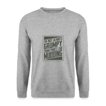 Schlammlaufgeschenke, die manchmal nicht immer mürrisch sind - Unisex Pullover - Weißgrau meliert - Vorne - Alina (178cm) & Michal (187cm)