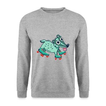 Rollschuhe - Unisex Pullover - Weißgrau meliert - Vorne - Alina (178cm) & Michal (187cm)