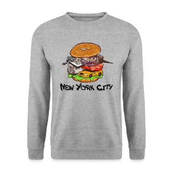 New York City Bagel with Everything NYC - Unisex Sweatshirt - salt & pepper - Front - Alina (178cm) & Michal (187cm)