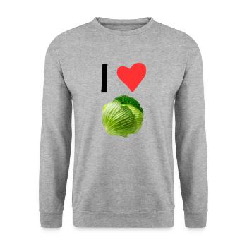 I love Cabbage for Vegetarians - Sweat-shirt Unisexe - gris chiné - Devant - Alina (178cm) & Michal (187cm)