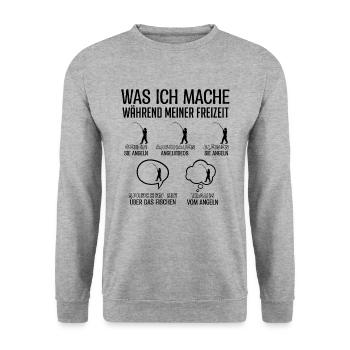 Fischer | Fischen Angeln Fisch Symbol - Unisex Pullover - Weißgrau meliert - Vorne - Alina (178cm) & Michal (187cm)