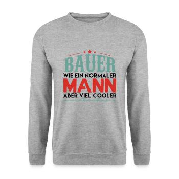 Trecker Traktor Bauer Spruch ! - Unisex Pullover - Weißgrau meliert - Vorne - Alina (178cm) & Michal (187cm)