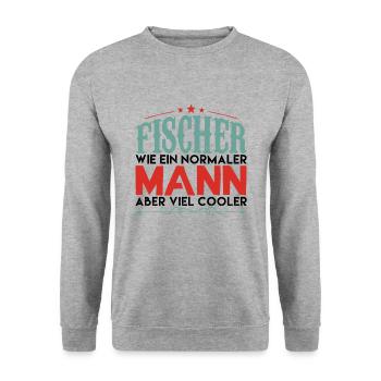 Angler Papa Angeln Fischer Fischen Geschenk papa - Unisex Pullover - Weißgrau meliert - Vorne - Alina (178cm) & Michal (187cm)