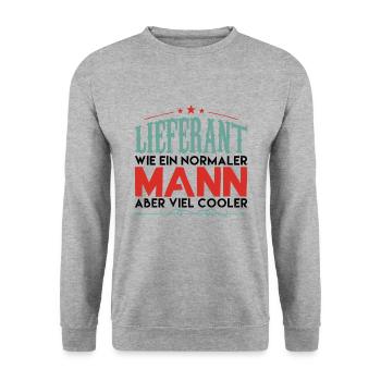 LIEFERANT WIE EIN NORMALER MANN ABER VIEL COOLER! - Unisex Pullover - Weißgrau meliert - Vorne - Alina (178cm) & Michal (187cm)