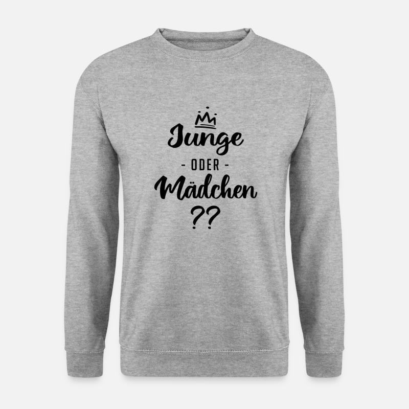 Junge oder Mädchen? Schwanger - Schwangerschaft - Unisex Pullover - Weißgrau meliert