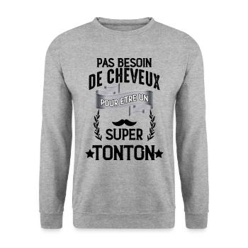 Cheveux pour etre un super tonton Chauve - Sweat-shirt Unisexe - gris chiné - Devant - Alina (178cm) & Michal (187cm)