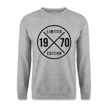 Limited Edition 1970 Geburtstag 1970 - Unisex Pullover - Weißgrau meliert - Vorne - Alina (178cm) & Michal (187cm)
