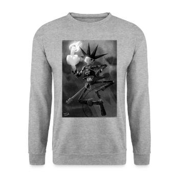 PUNK - Unisex Pullover - Weißgrau meliert - Vorne - Alina (178cm) & Michal (187cm)
