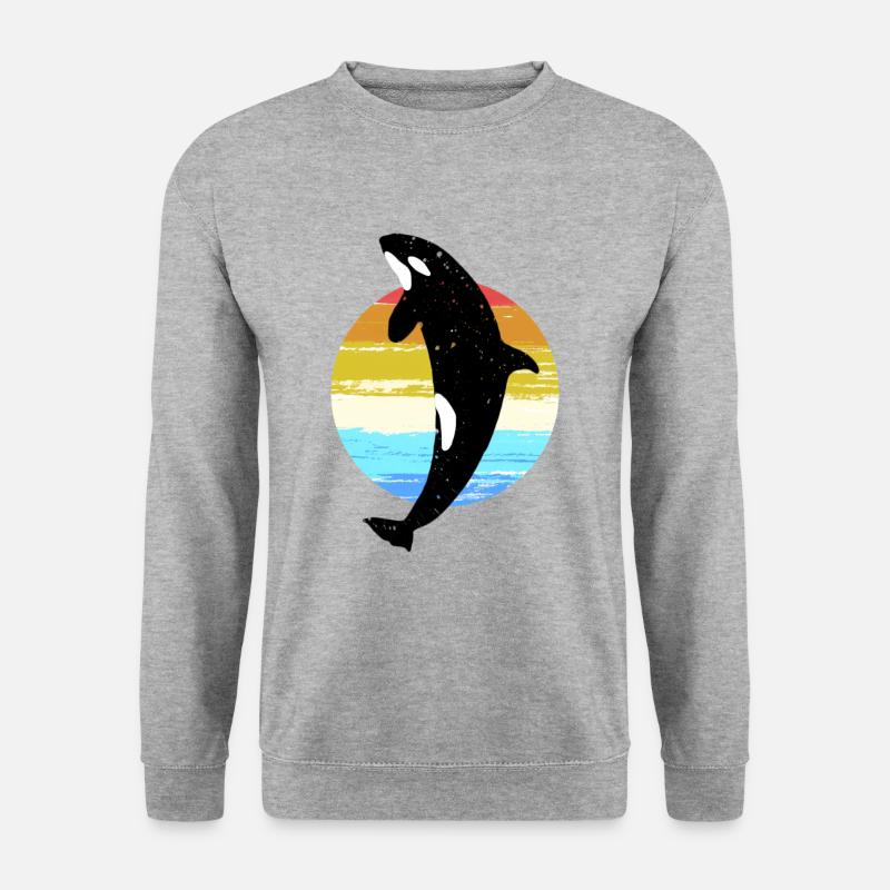 Wal Orca Schwertwal Lieblingstier Geschenk Motiv - Unisex Pullover - Weißgrau meliert